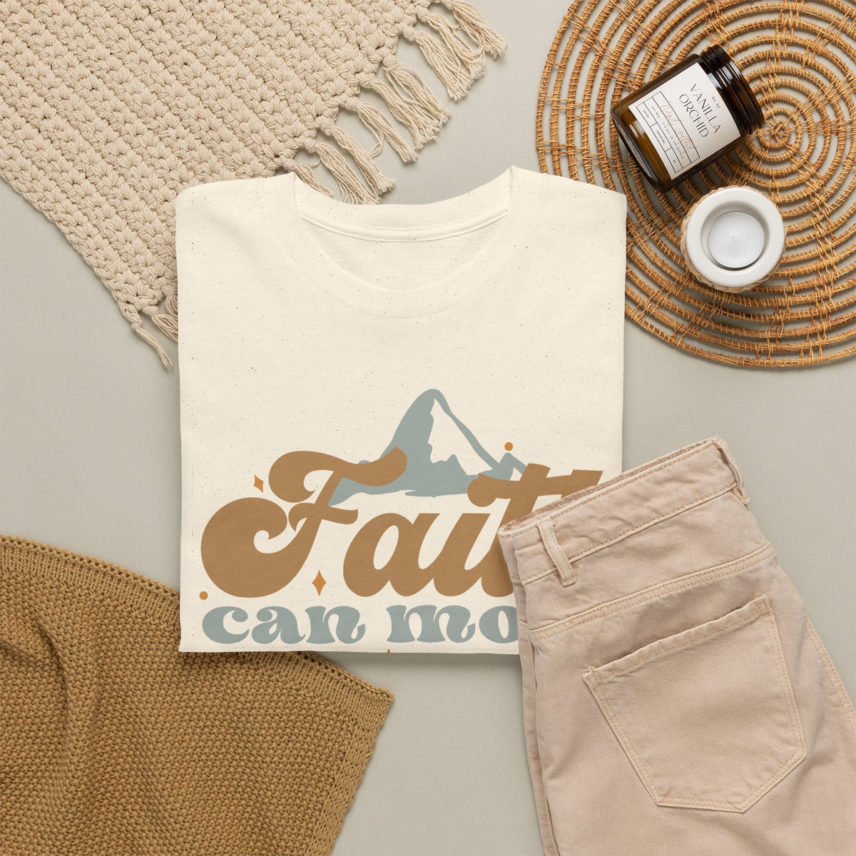 Faith Moves Mountains T-Shirt – Christlicher Glaube Grafik-T-Shirt