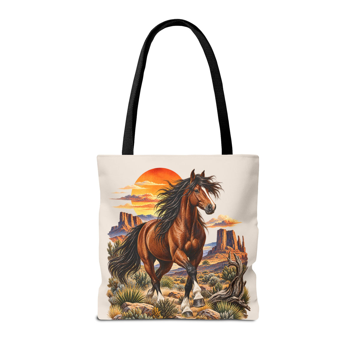 Pferde Stofftasche – Western Wildpferd Einkaufstasche X1