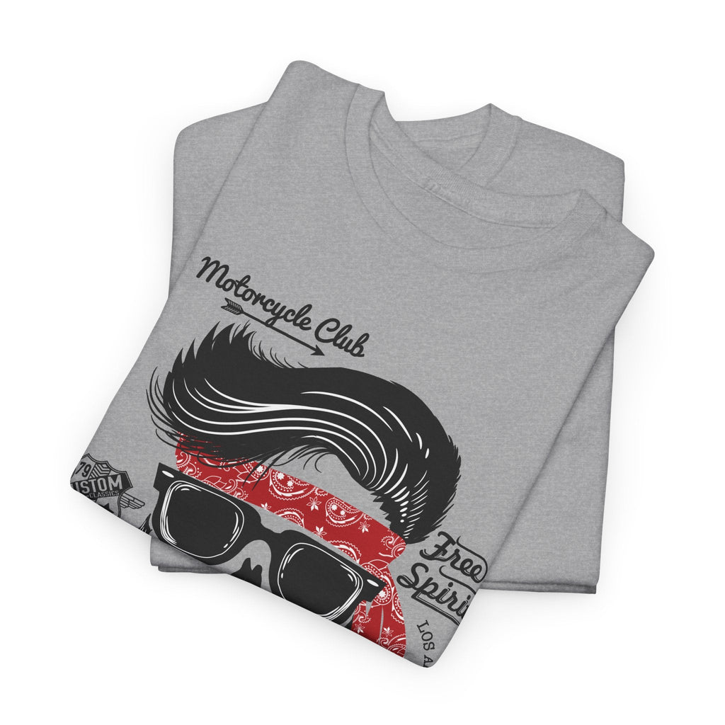 Biker Skull T-Shirt – „Live Fast Ride Free“ Motorrad Grafik-T-Shirt