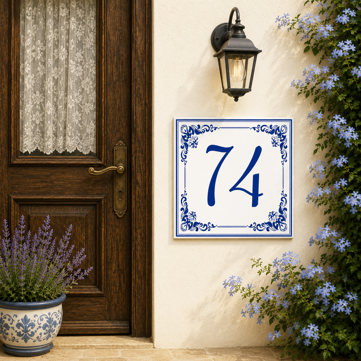 Personalisiertes Hausnummernschild Taormina – Keramik P13