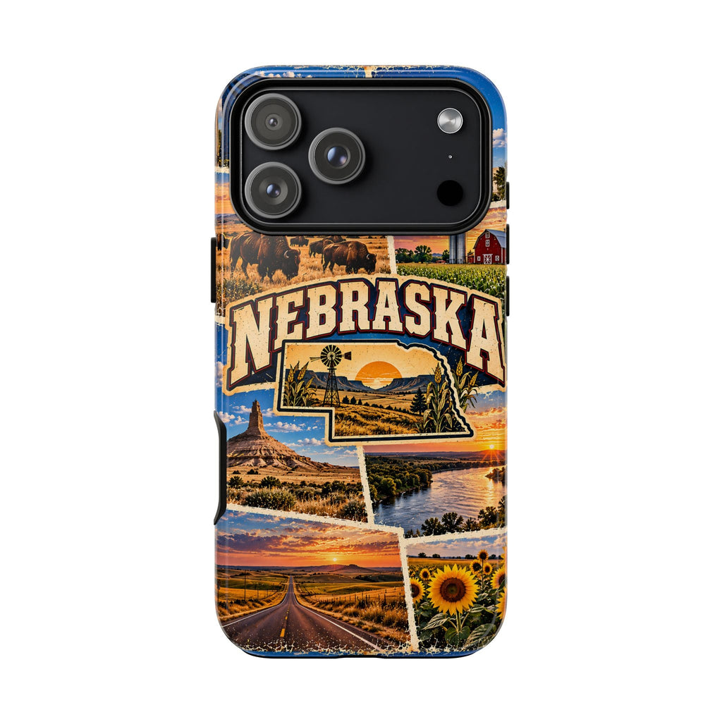 Nebraska-Reise-Collage Robuste Handyhülle – Vintage-Bundesstaaten-Design