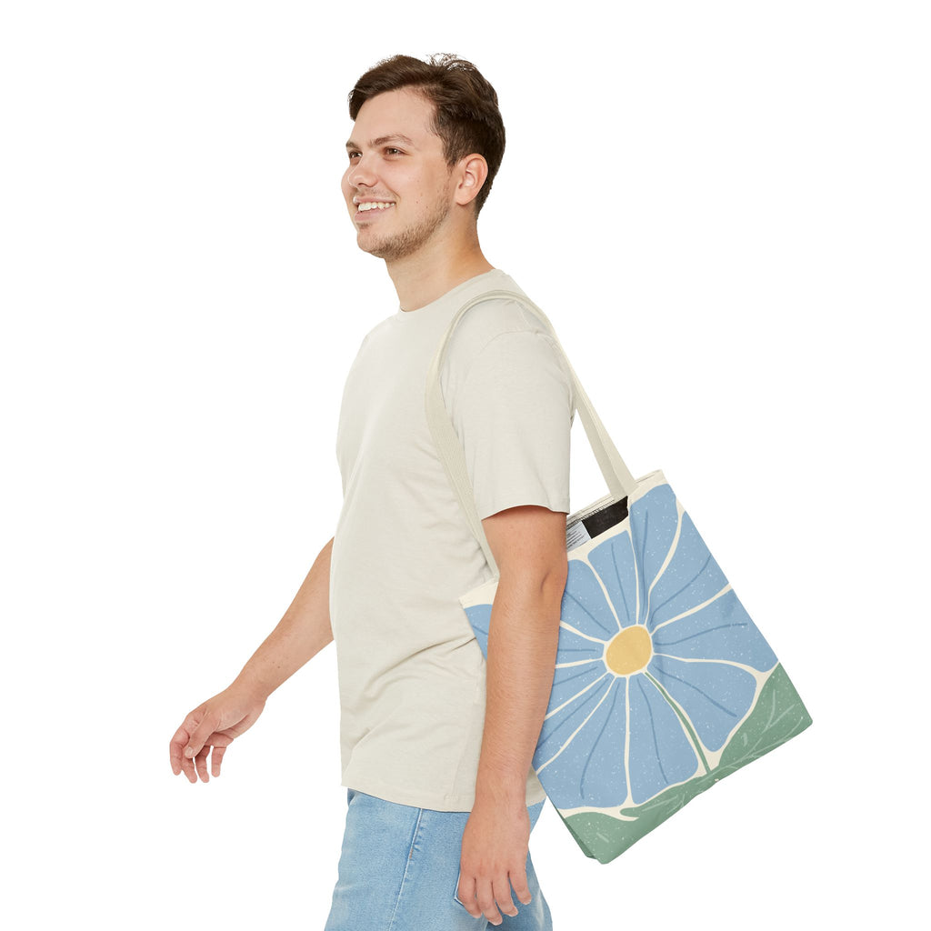 Blaue Blumen Stofftasche – Modernes Floral Design