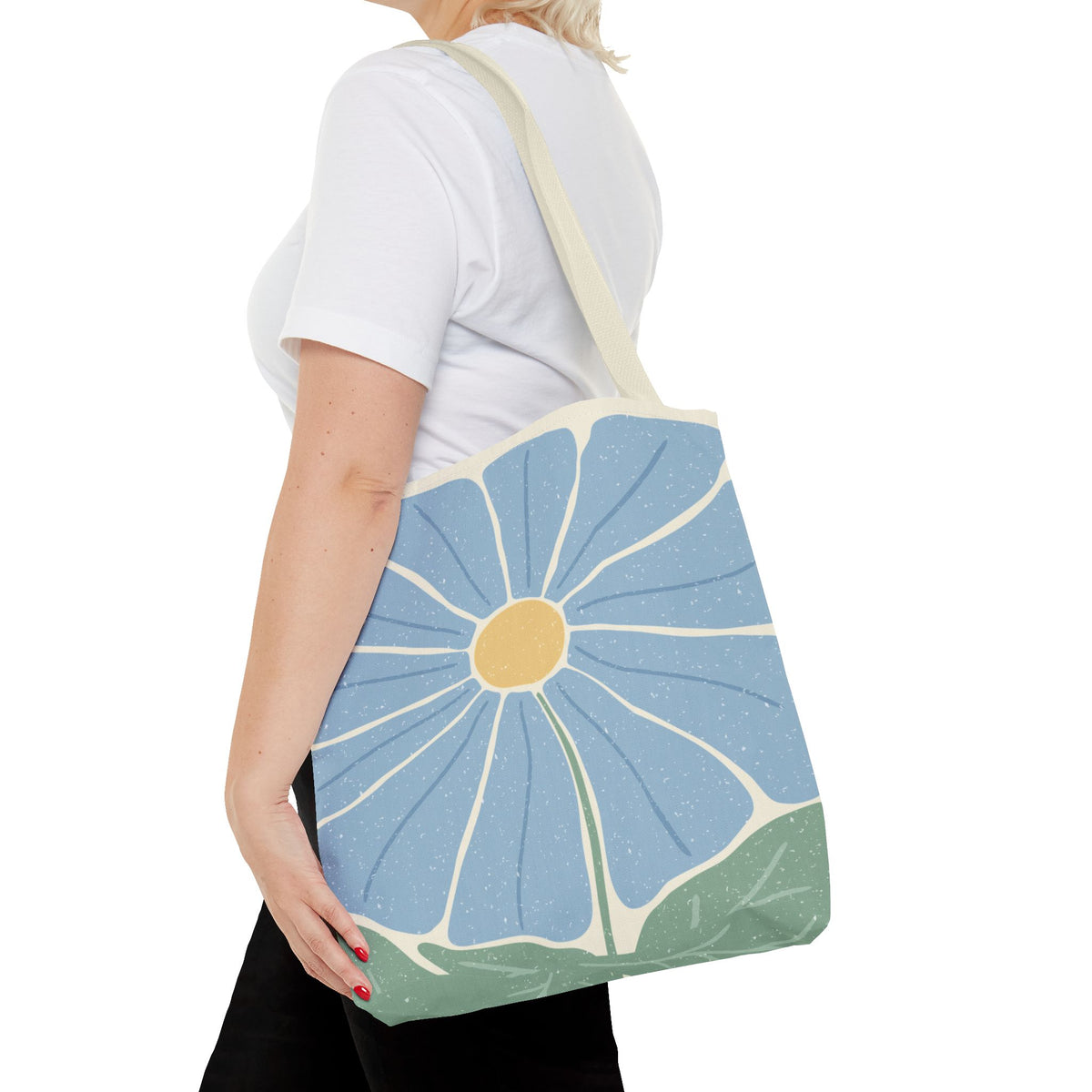 Blaue Blumen Stofftasche – Modernes Floral Design