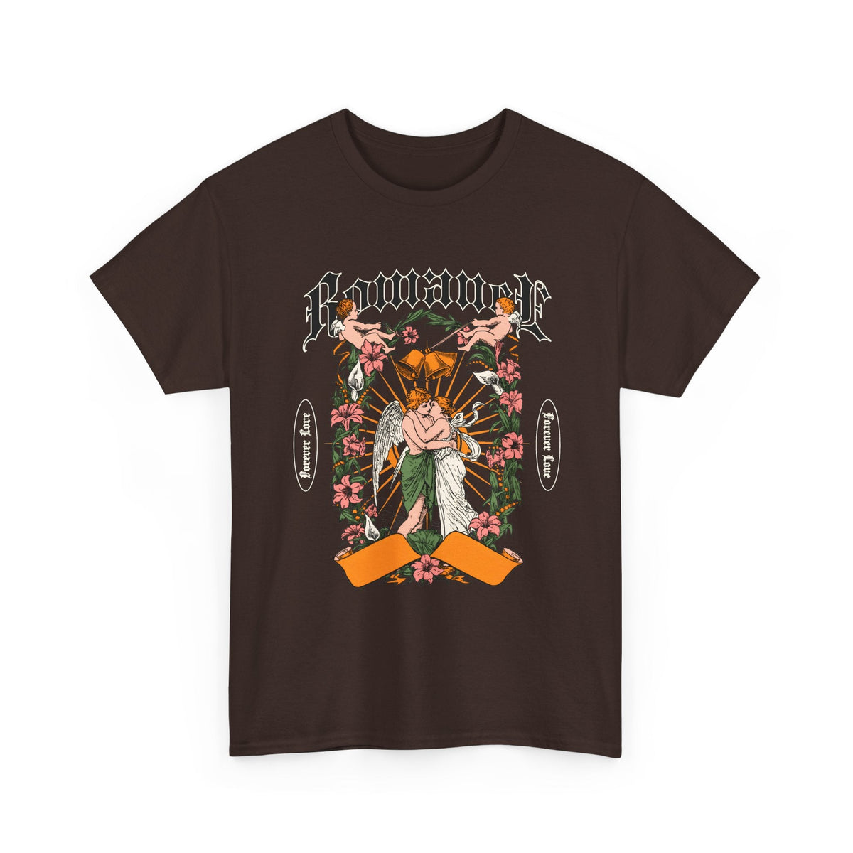 Gothic Floral Angel “Romancer” T-Shirt – Dark Vintage Unisex Grafik-T-Shirt
