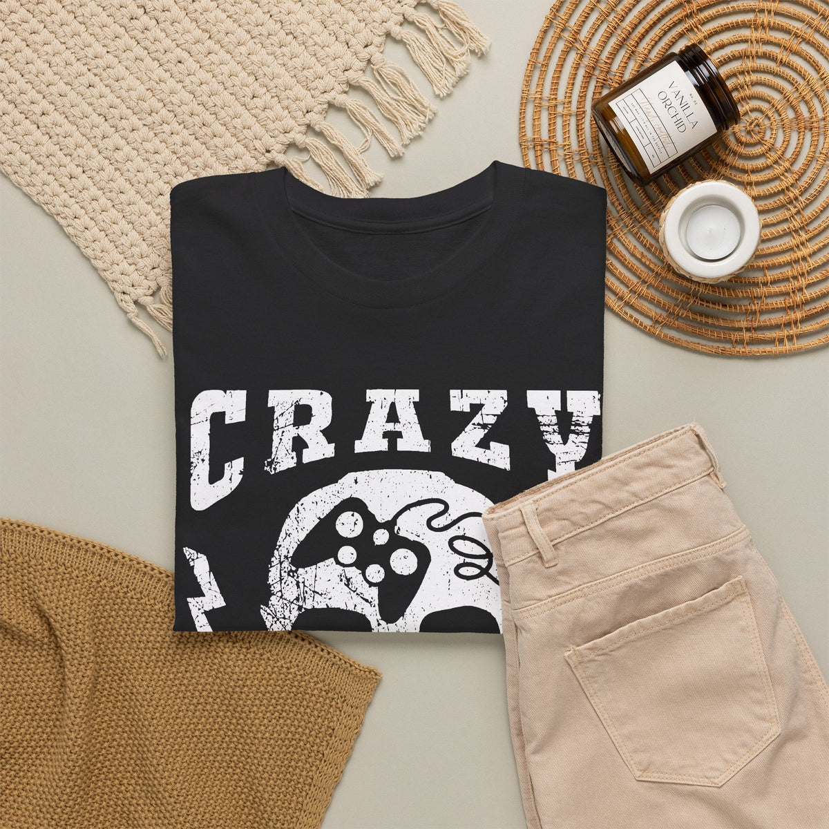 Crazy Gamer T-Shirt – Totenkopf Gaming Streetwear Grafik-T-Shirt