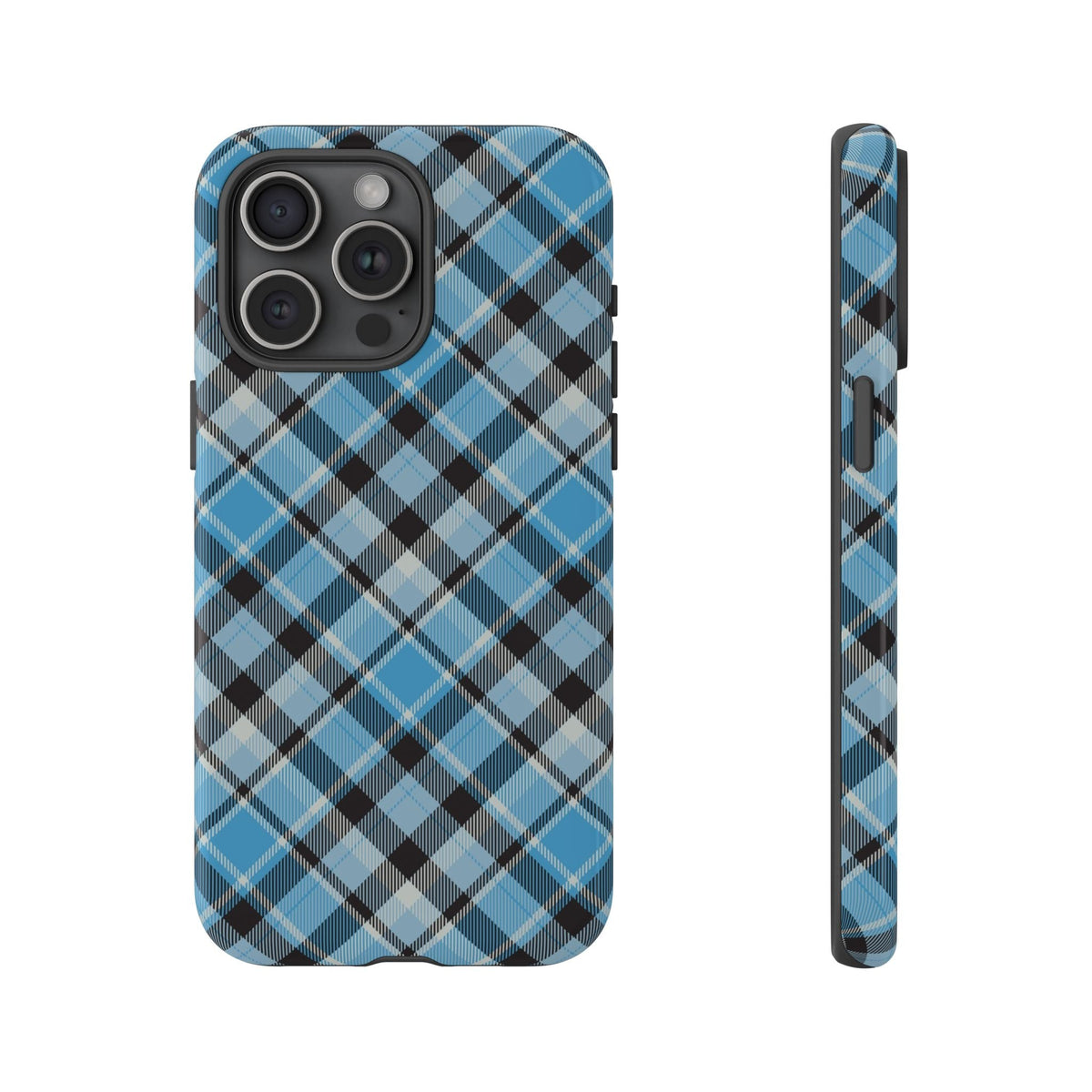 Hellblaues Karo Handyhülle – Robuste Handyhülle mit klassischem Tartan