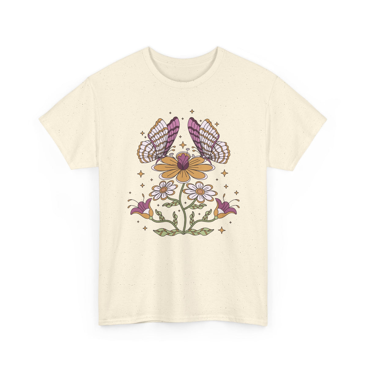 Butterfly & Flowers T-Shirt – Boho-Blumen Grafik-T-Shirt