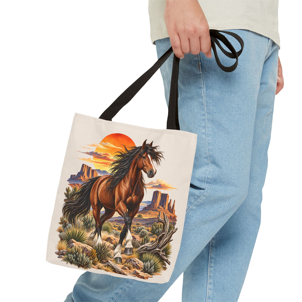 Pferde Stofftasche – Western Wildpferd Einkaufstasche X1