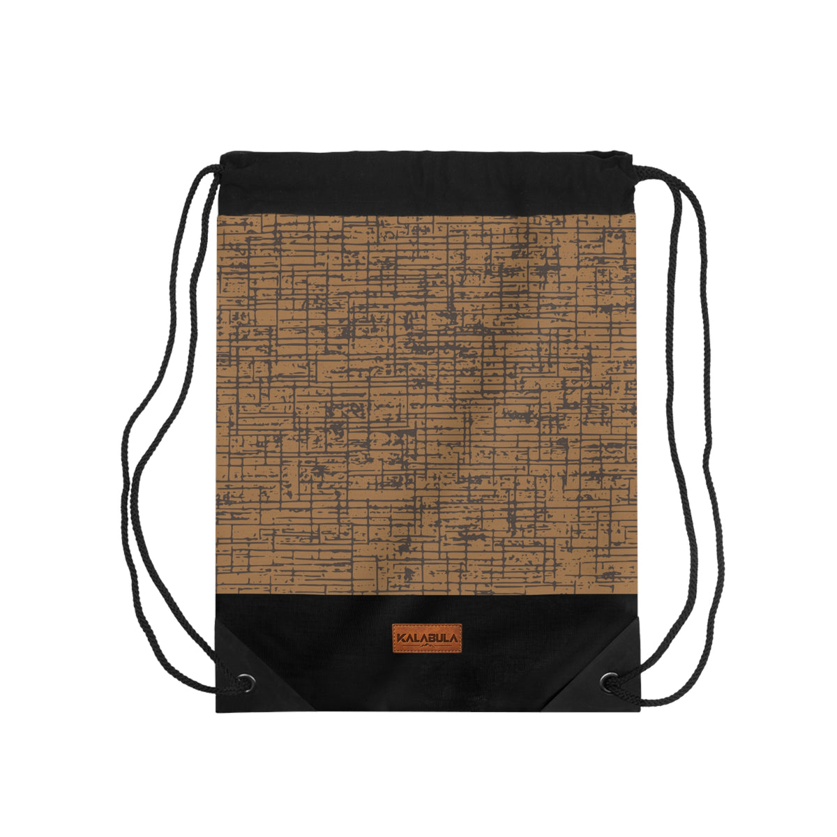Vintage Turnbeutel Braun Schwarz – Retro Linienmuster von Kalabula