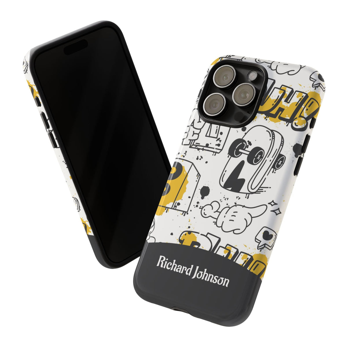 Personalisierte Graffiti Handyhülle mit Namen – Robuste Handyhülle mit Urban-Doodle-Design