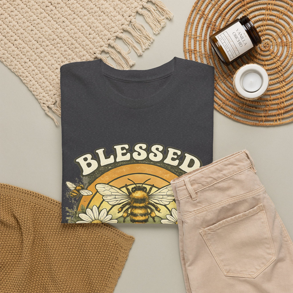Blessed Bee T-Shirt – Christlicher Glaube & Blumen-Biene Grafik-T-Shirt