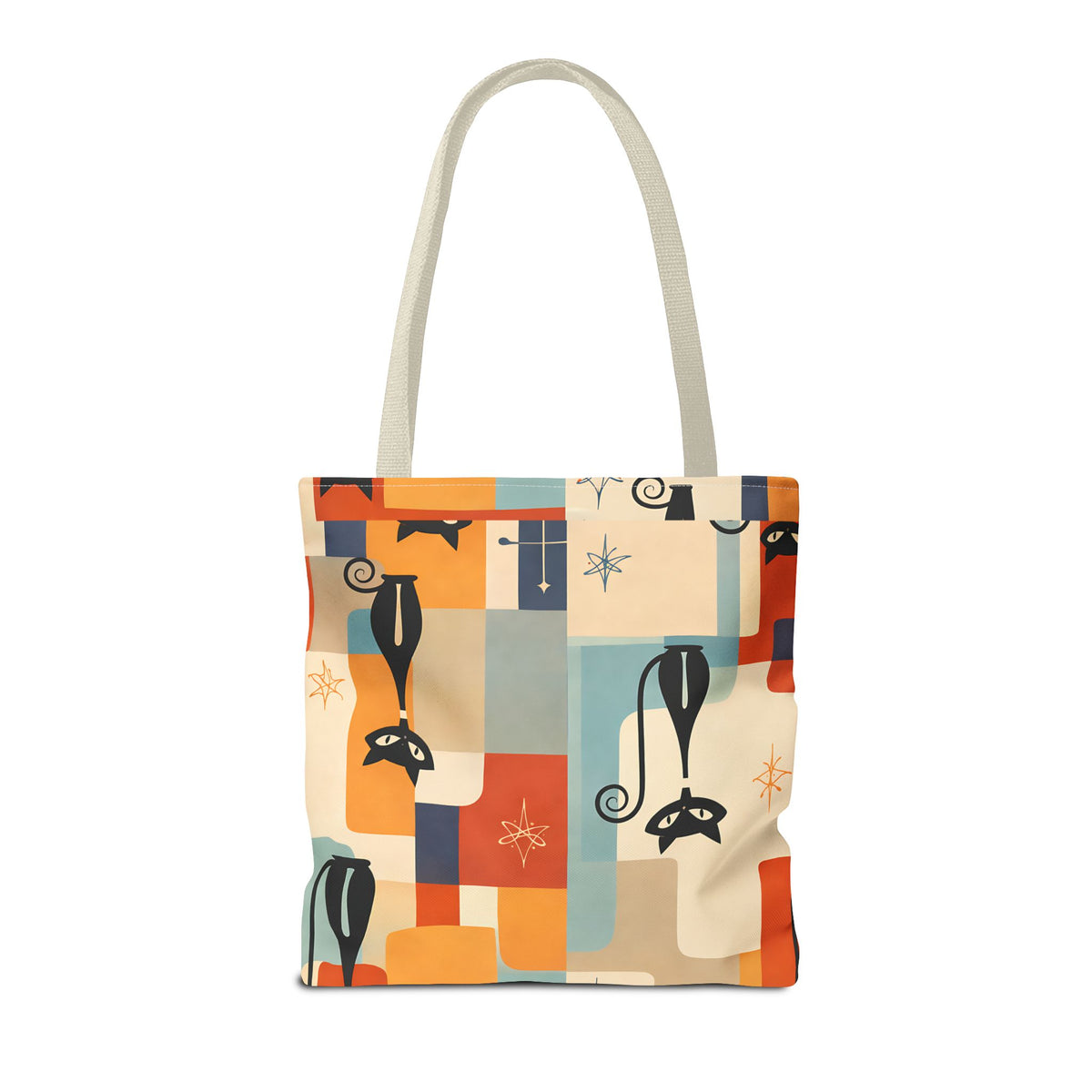 Retro Katzen Stofftasche – Bunte Vintage Katzen Einkaufstasche