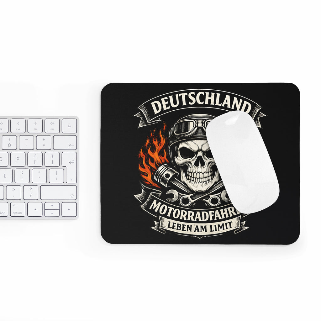 Deutschland Motorradfahrer Mousepad – Biker Totenkopf Design – Mousepad von Kalabula, 23,2 × 19,4 cm