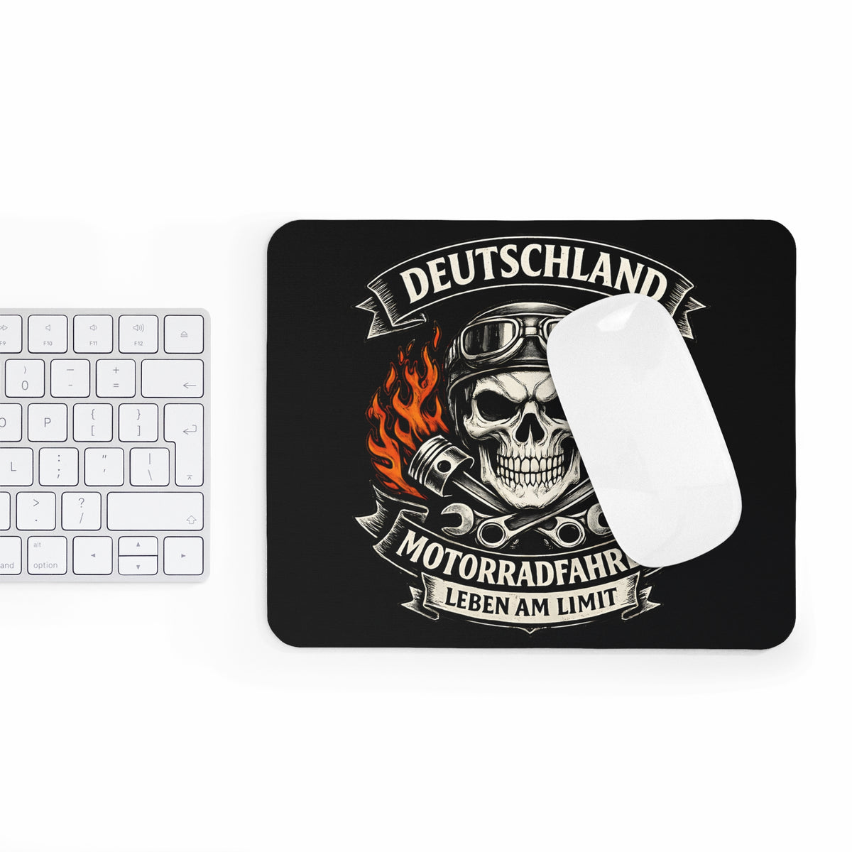 Deutschland Motorradfahrer Mousepad – Biker Totenkopf Design – Mousepad von Kalabula, 23,2 × 19,4 cm