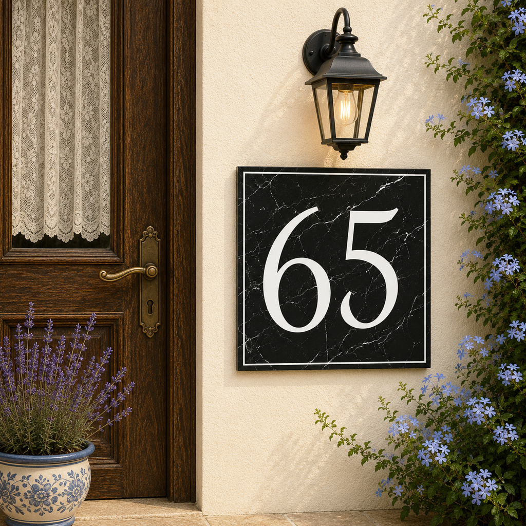 Personalisiertes Hausnummernschild Norcia – Keramik P14