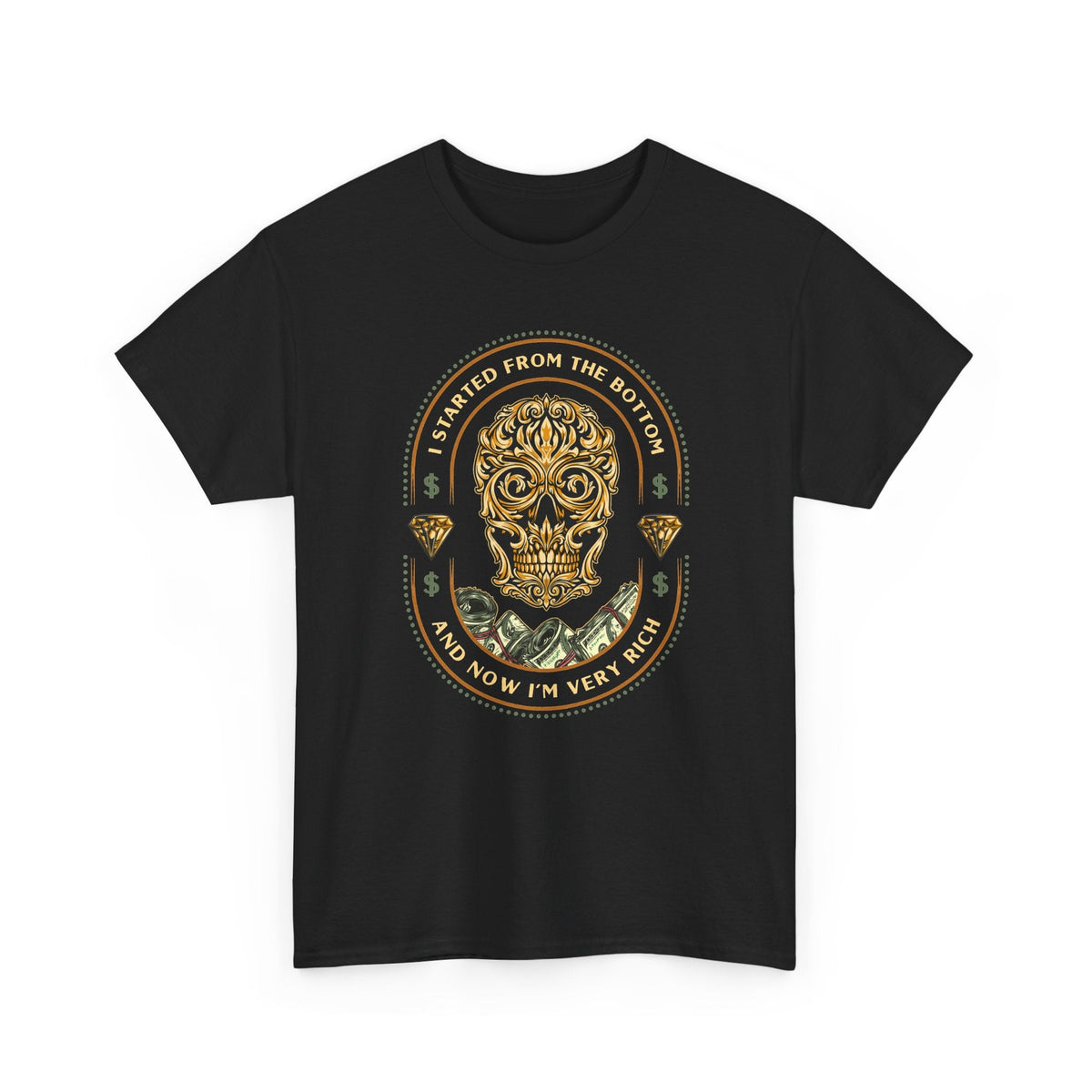 “Started From the Bottom” Skull T-Shirt – Vintage Biker Grafik-T-Shirt