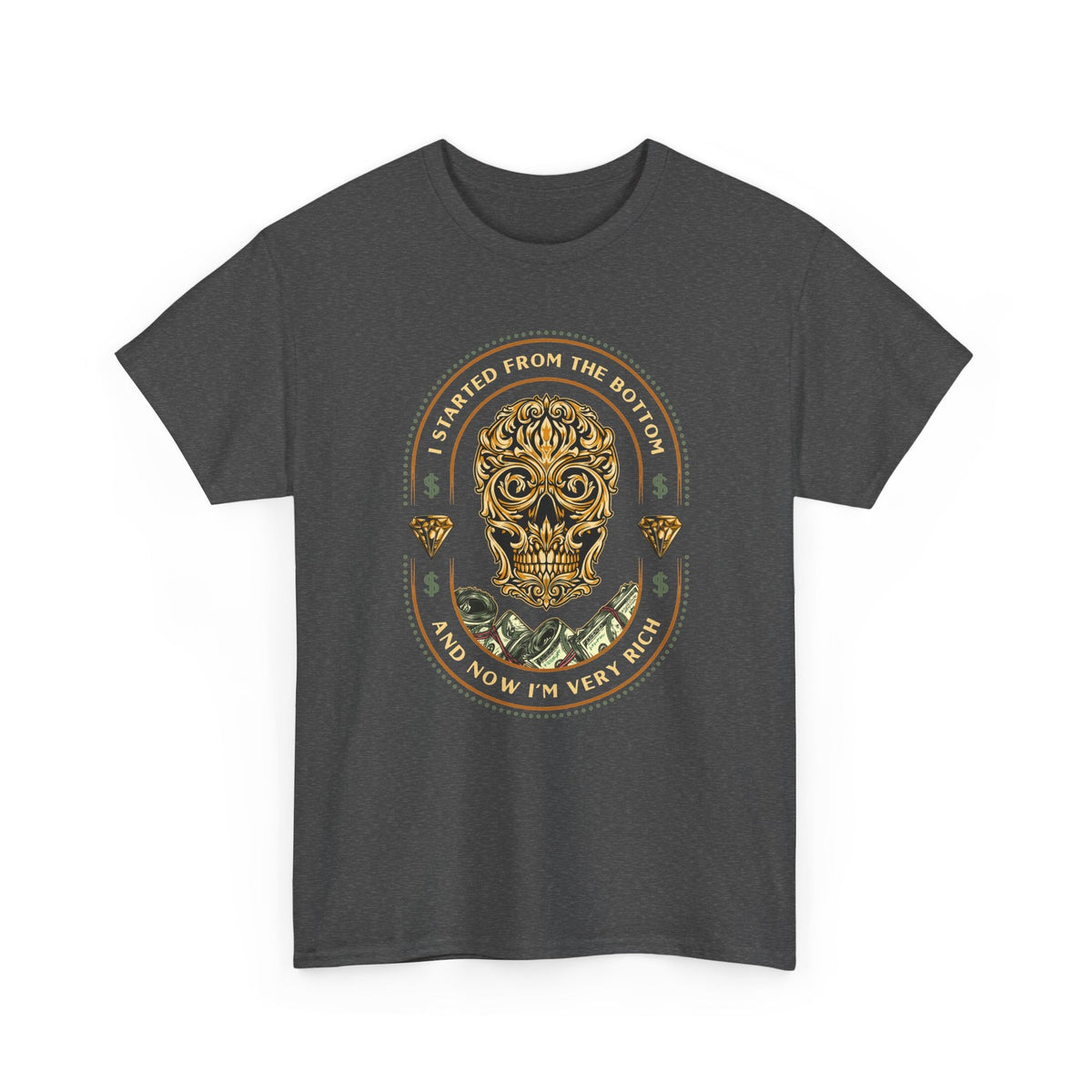 “Started From the Bottom” Skull T-Shirt – Vintage Biker Grafik-T-Shirt