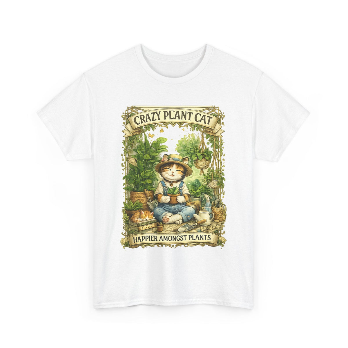Crazy Plant Cat T-Shirt – Katze & Zimmerpflanzen Grafik-T-Shirt