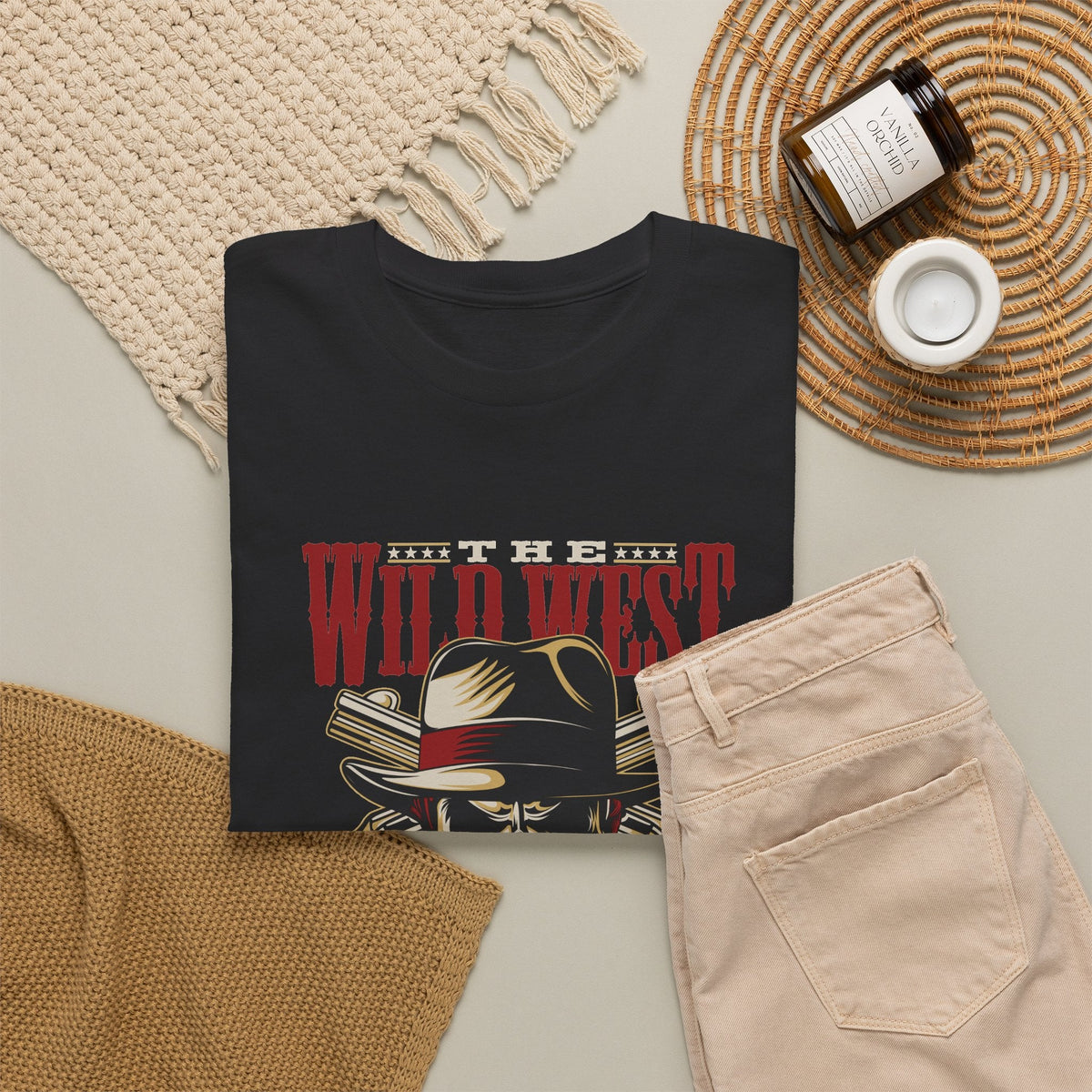 Wild West American Legend T-Shirt – Cowboy-Totenkopf Vintage Western T-Shirt