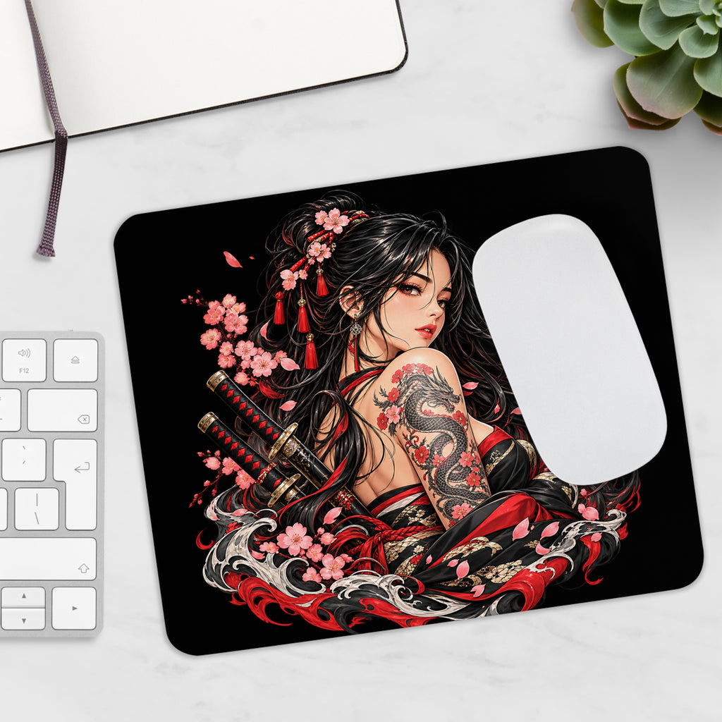 Japan Samurai Mousepad – Kirschblüten & Drachen Design