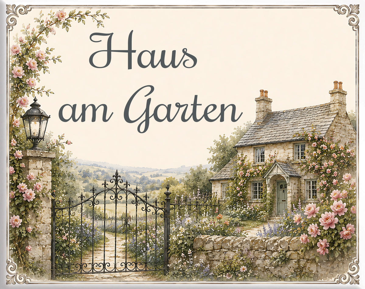 Personalisiertes Hausschild aus Keramik 20×25 cm – Klassisch – S17
