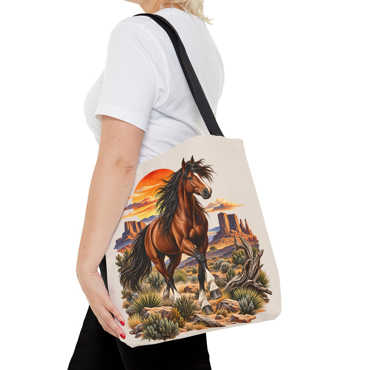 Pferde Stofftasche – Western Wildpferd Einkaufstasche X1