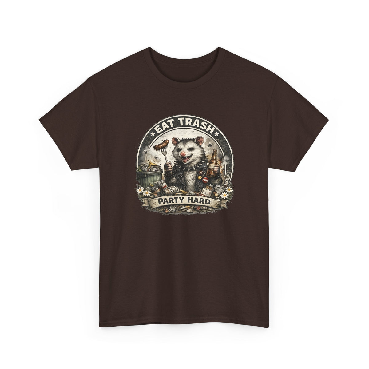 “Eat Trash, Party Hard” Opossum T-Shirt – Lustiges Grafik-Design T-Shirt