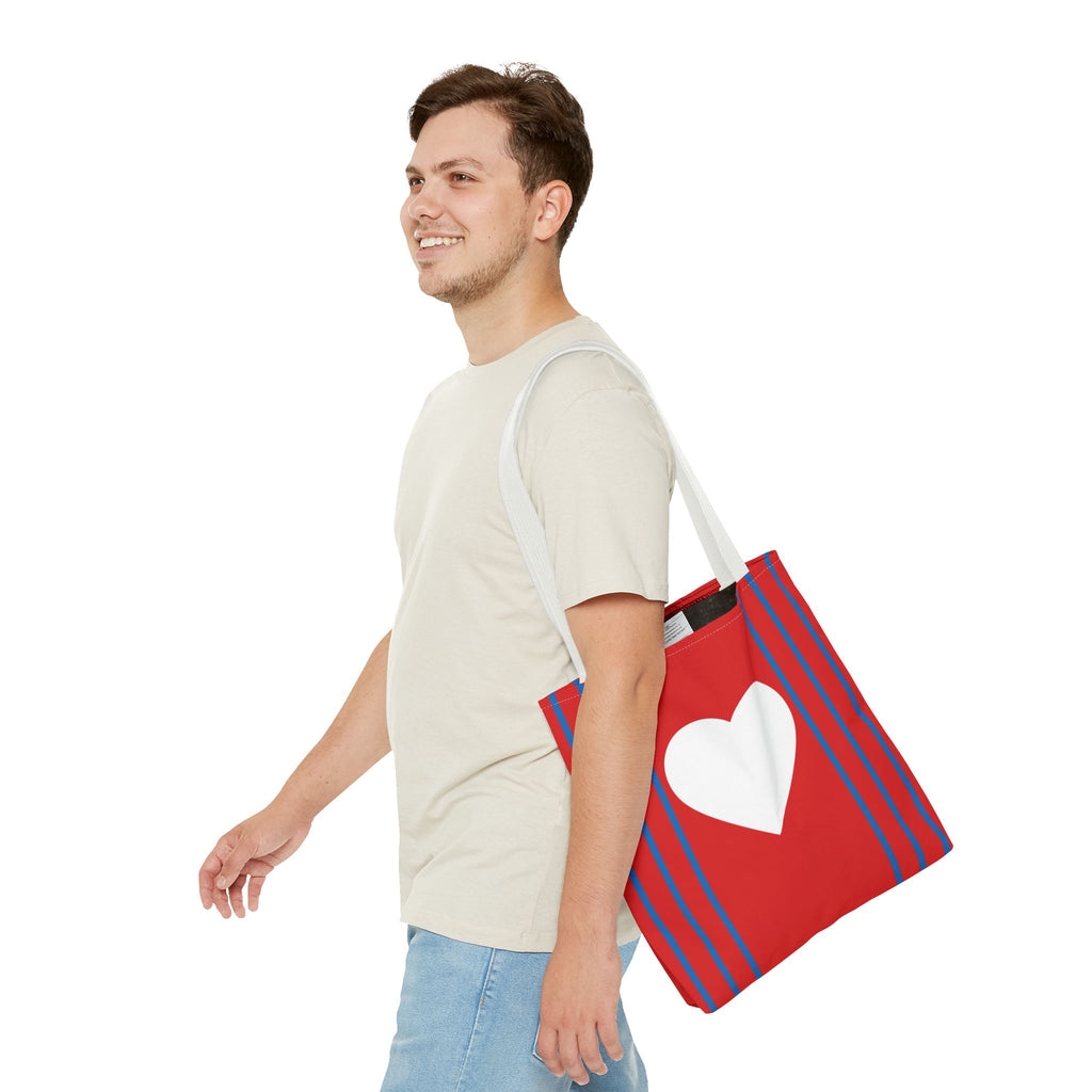 Herz Stofftasche – Rotes Design mit weißem Herz