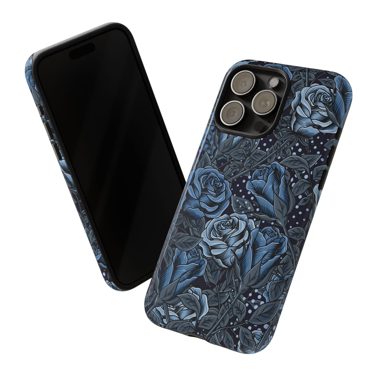 Dunkelblaue Rose Handyhülle – Robuste Handyhülle mit Gothic-Blumen