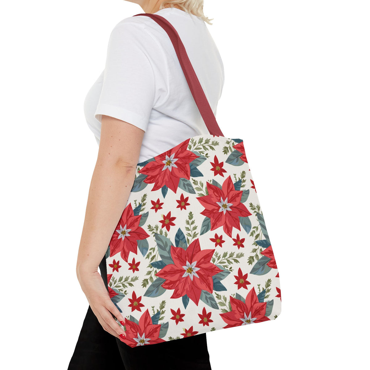 Weihnachtsstern Stofftasche – Festliches Blumenmuster