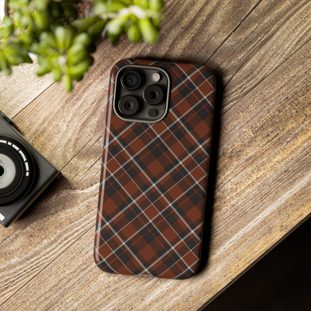 Braunes Karo Handyhülle – Robuste Handyhülle mit klassischem Tartan