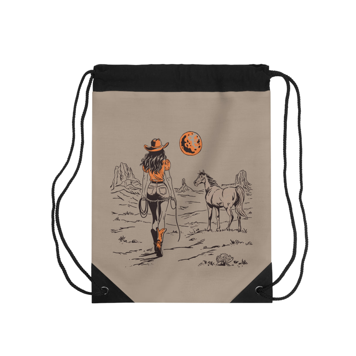 Cowgirl Turnbeutel – Western Pferde & Wüsten Design von Kalabula