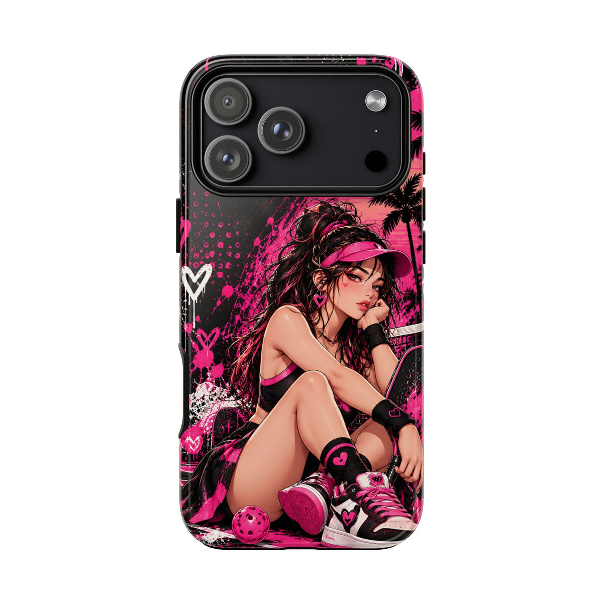 Rosa Grunge-Anime-Girl Handyhülle – Robuste Handyhülle im Urban-Streetwear-Stil