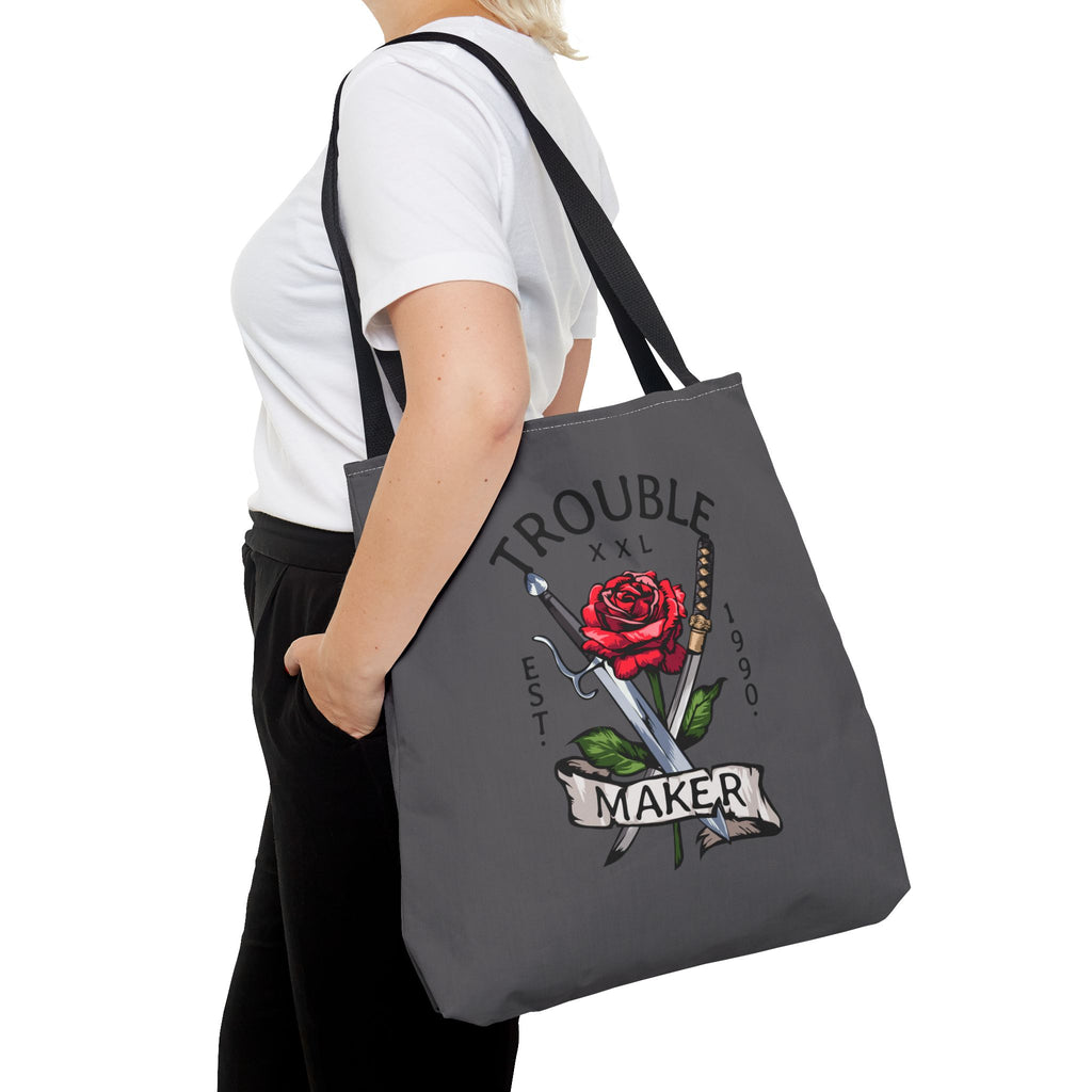 Trouble Maker Stofftasche – Rose & Schwerter Tattoo Design