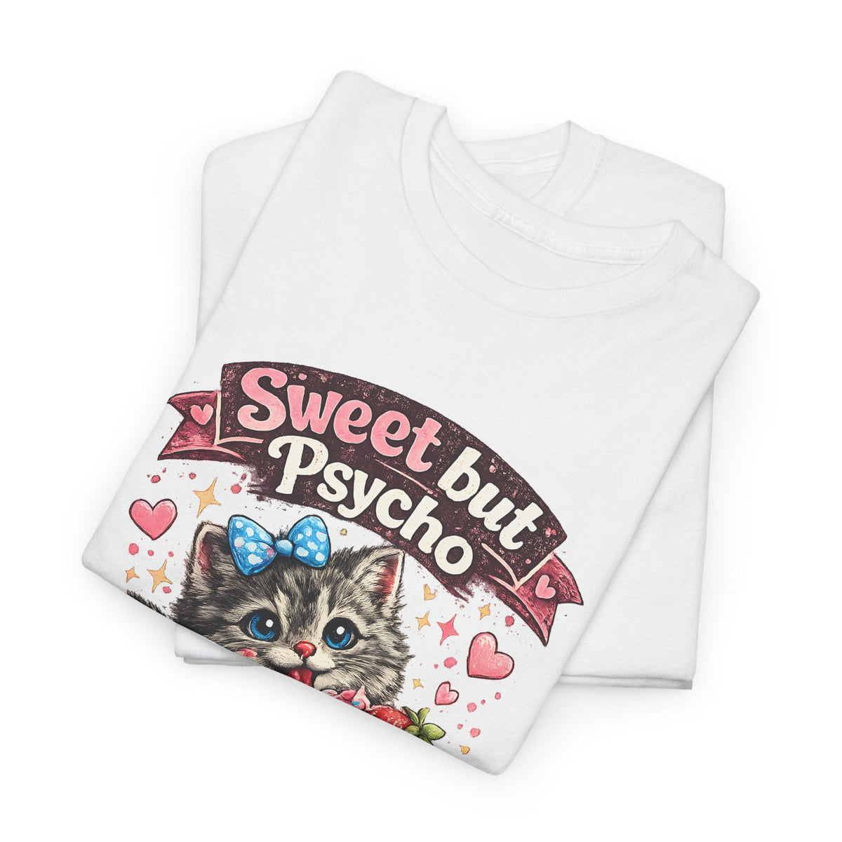 “Sweet But Psycho” T-Shirt – Süße lustige Kawaii-Katze Grafik-T-Shirt