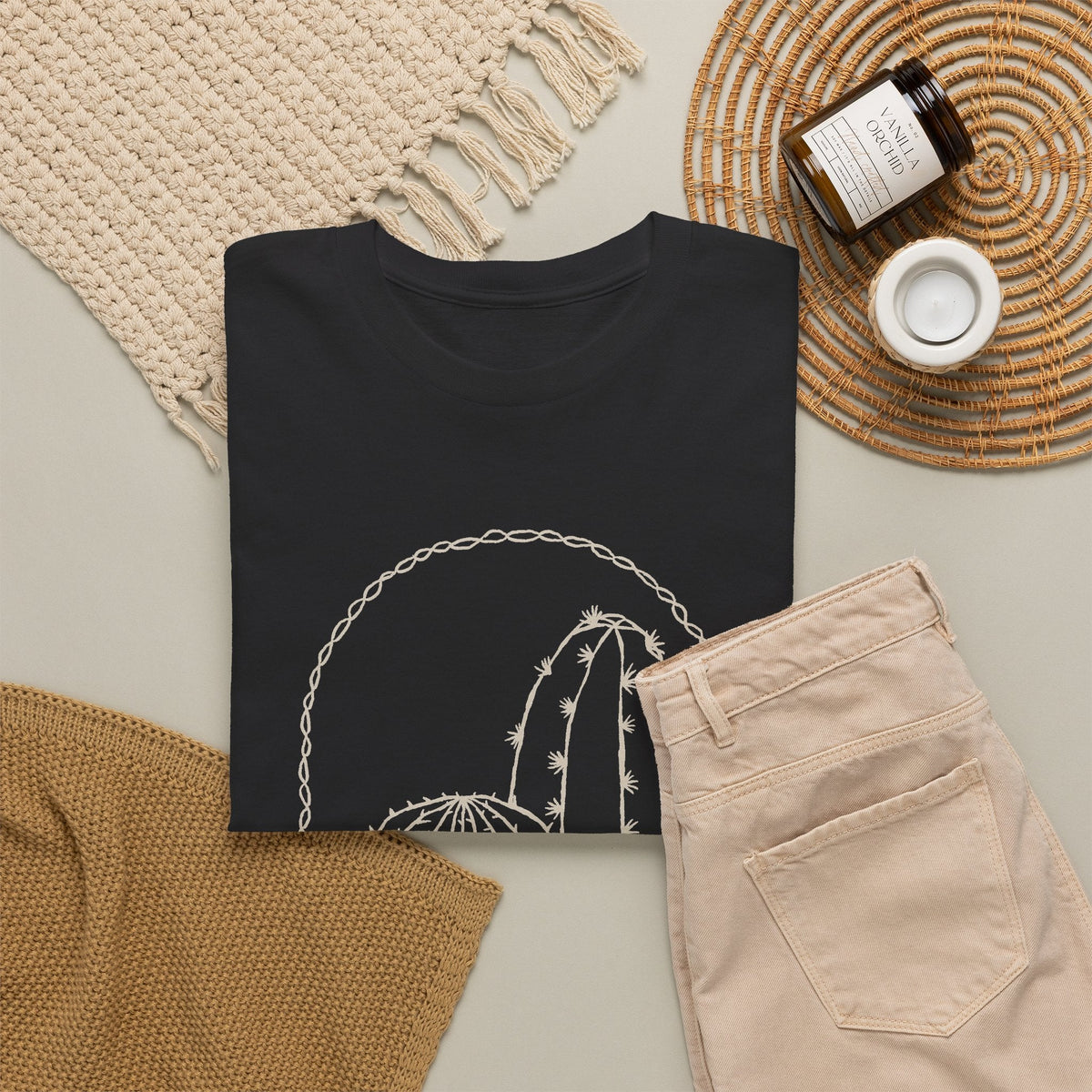 Minimal Cactus T-Shirt – Wüsten-Line-Art Unisex Grafik-T-Shirt