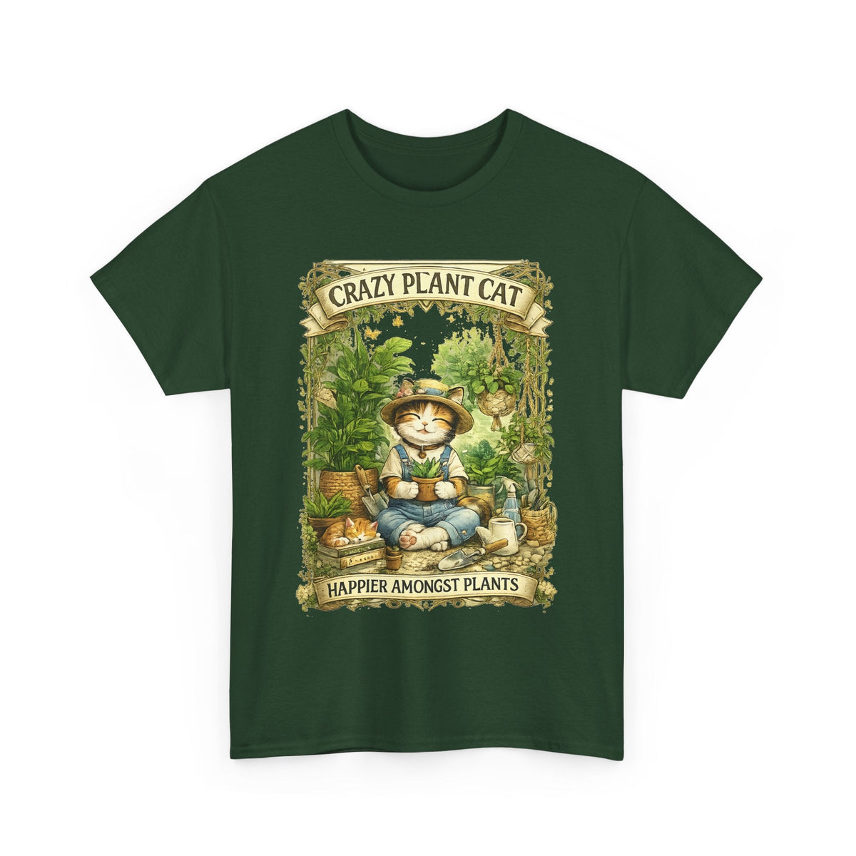 Crazy Plant Cat T-Shirt – Katze & Zimmerpflanzen Grafik-T-Shirt