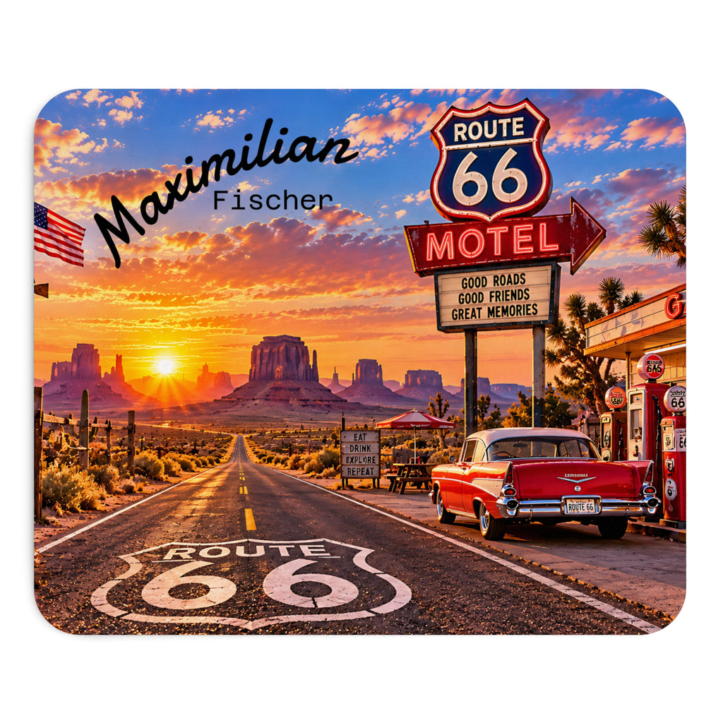 Personalisiertes Route 66 Mousepad – Mit Wunschname