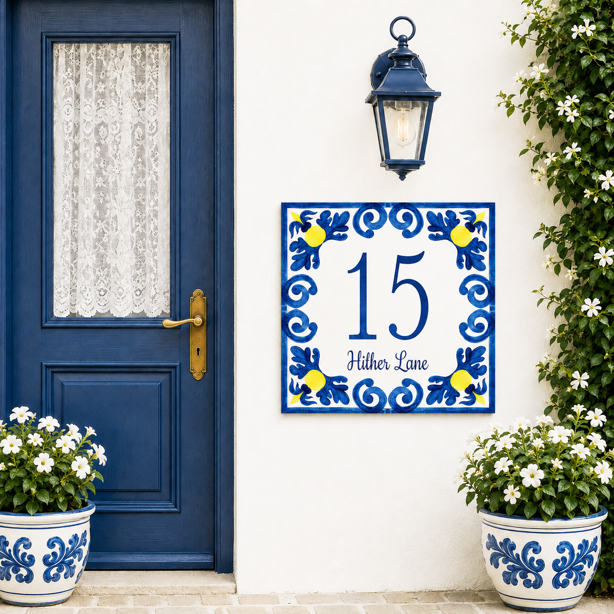 Personalisiertes Hausnummernschild Alberobello – Keramik P10