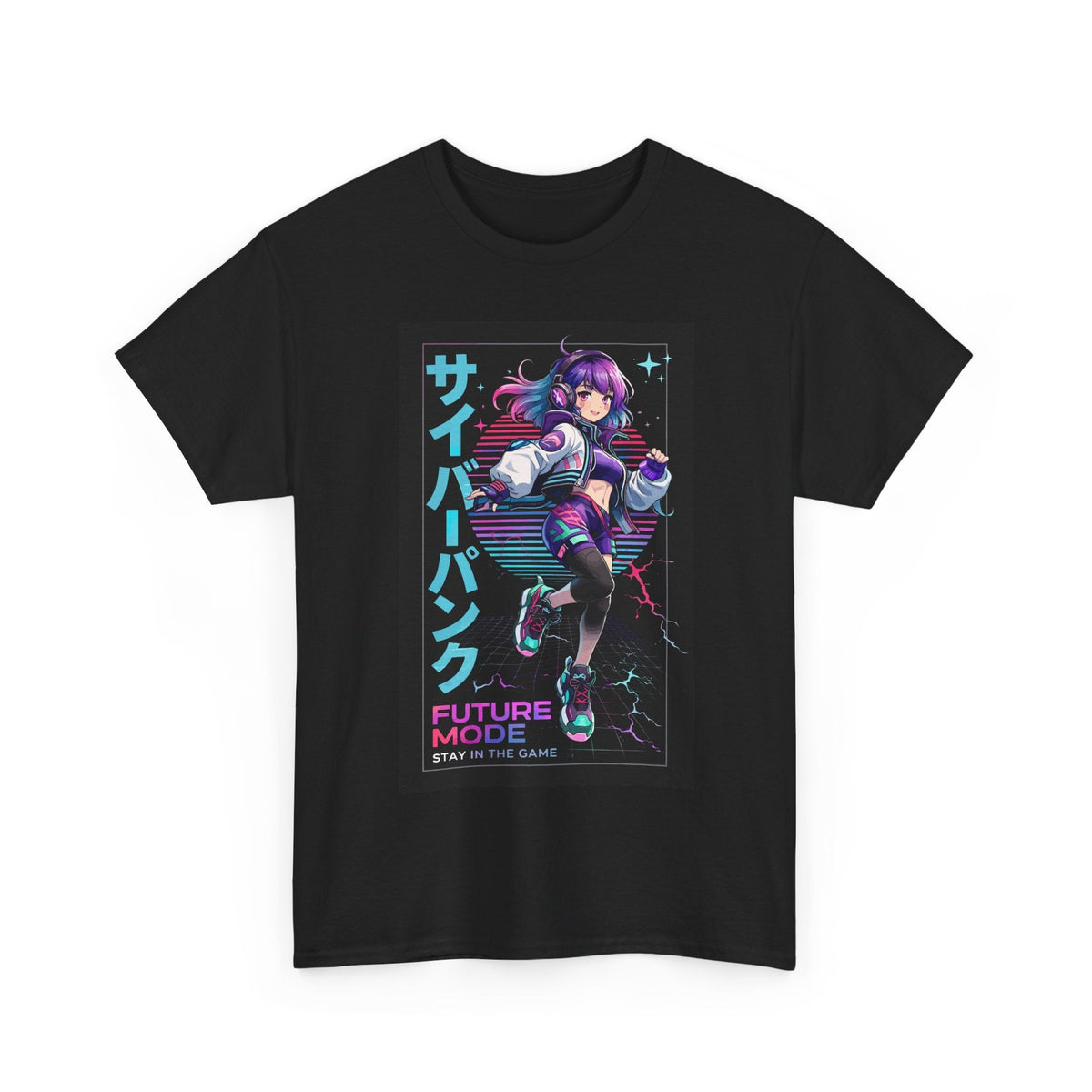 Cyberpunk Anime Girl T-Shirt – Futuristisches Japan-Design Grafik-T-Shirt