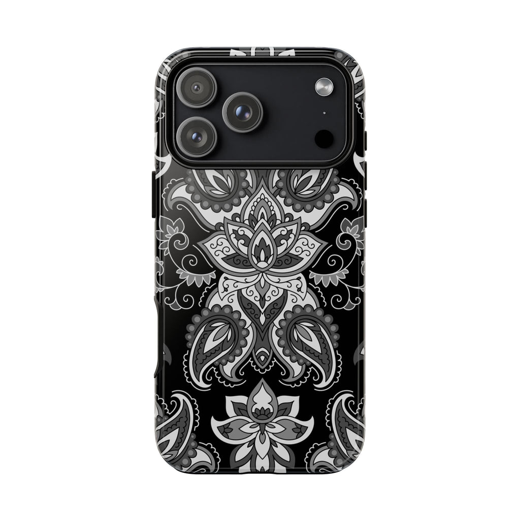 Schwarzes Paisley Handyhülle – Robuste Handyhülle mit Bandana-Muster