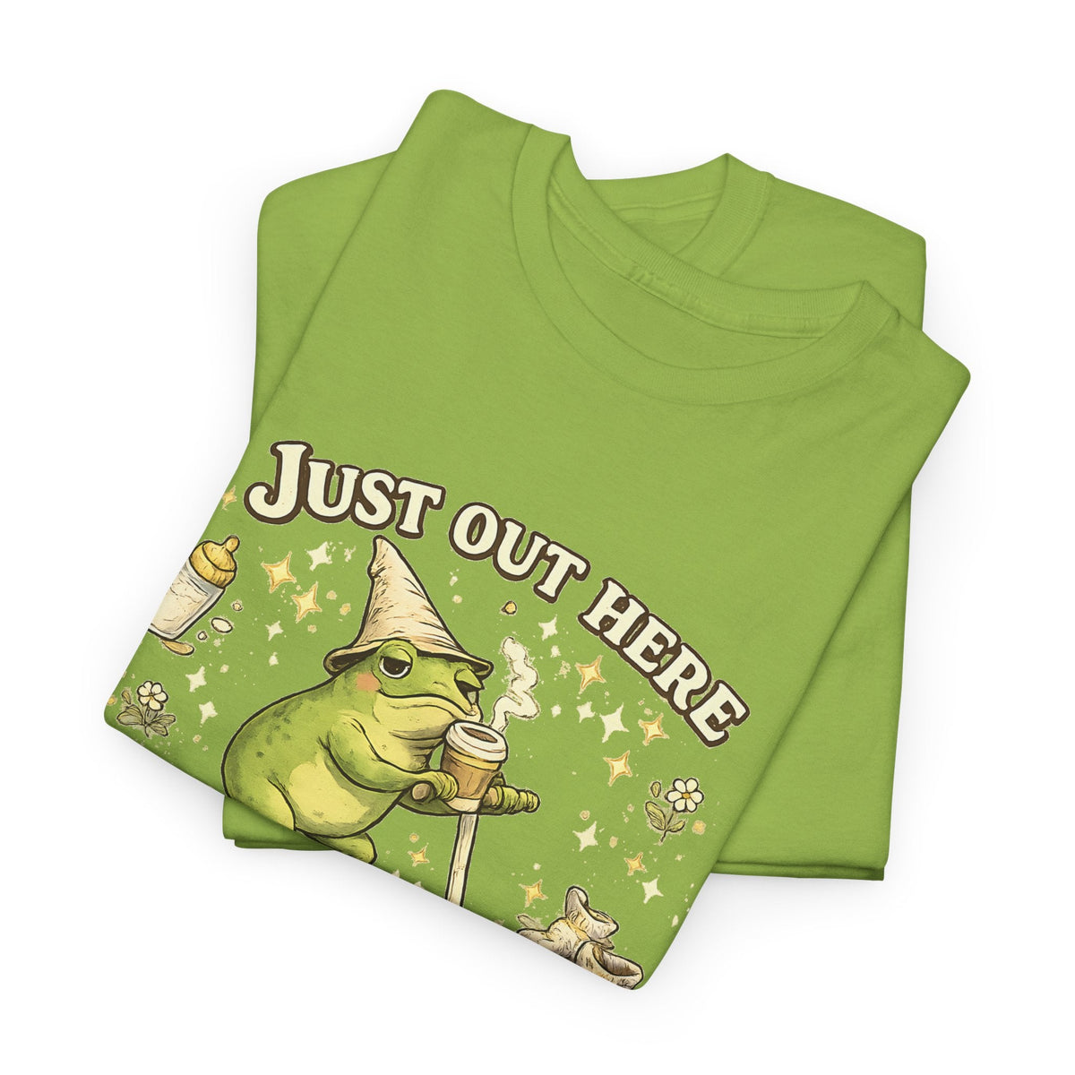 “Running on Caffeine & Mommin’” T-Shirt – Lustige Mama, Kaffee & Frosch Grafik-T-Shirt