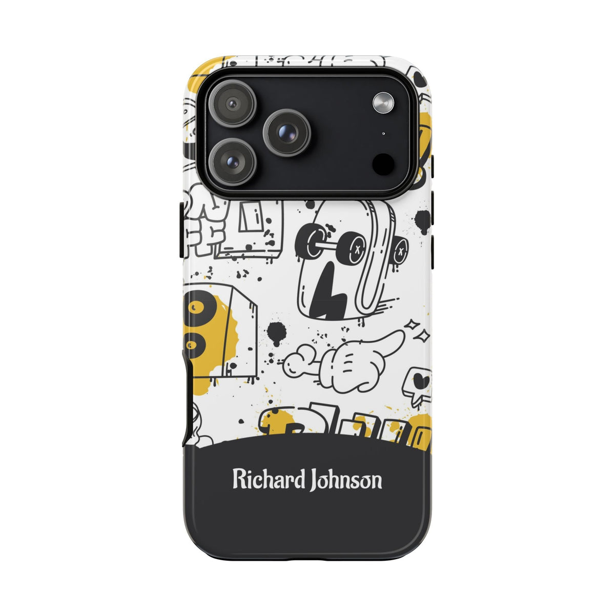 Personalisierte Graffiti Handyhülle mit Namen – Robuste Handyhülle mit Urban-Doodle-Design