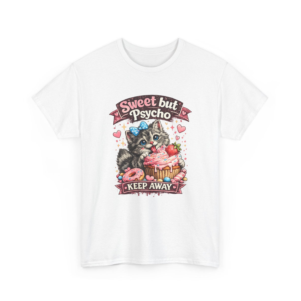 “Sweet But Psycho” T-Shirt – Süße lustige Kawaii-Katze Grafik-T-Shirt