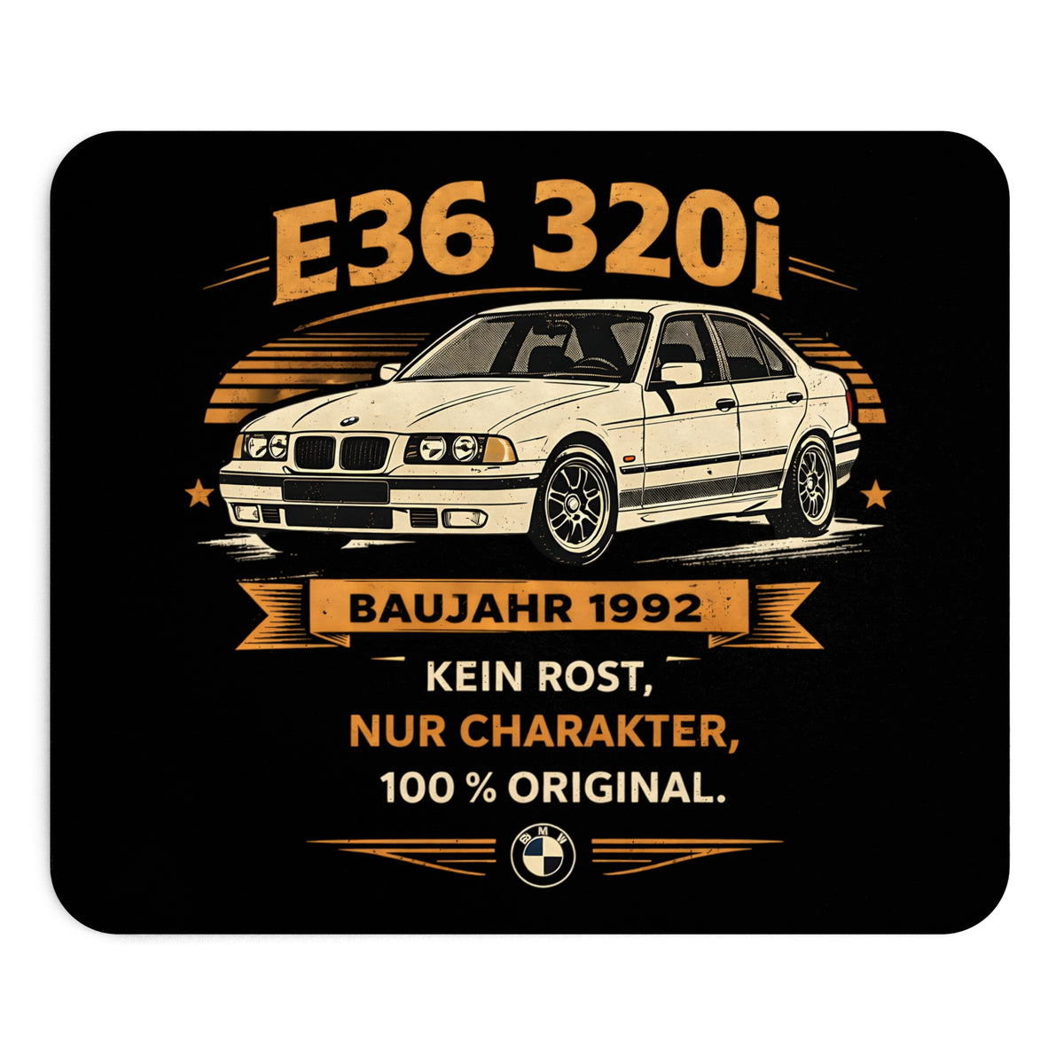 BMW E36 320i Mousepad – Baujahr 1992 Youngtimer Design – Mousepad von Kalabula, 23,2 × 19,4 cm