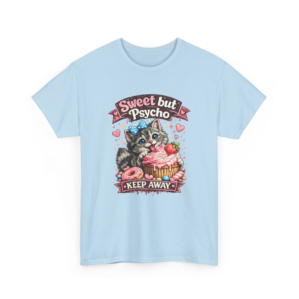 “Sweet But Psycho” T-Shirt – Süße lustige Kawaii-Katze Grafik-T-Shirt