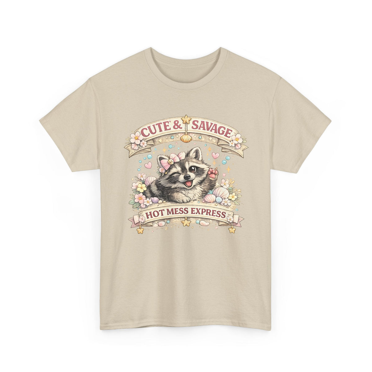 “Cute & Savage” T-Shirt – Lustiger Waschbär „Hot Mess Express“ Grafik-T-Shirt