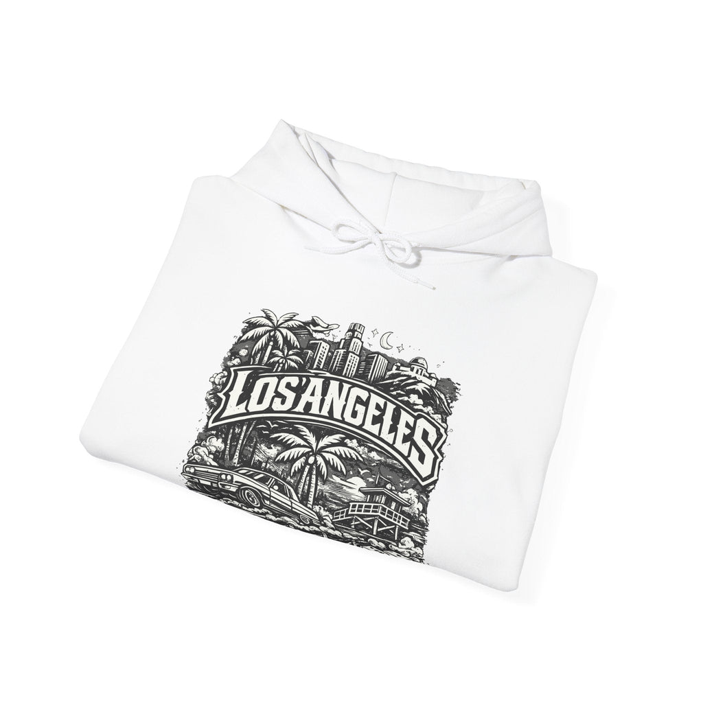 Los Angeles Vintage Skyline Hoodie Retro Palm Tree Cityscape Hoodie – Kalabula