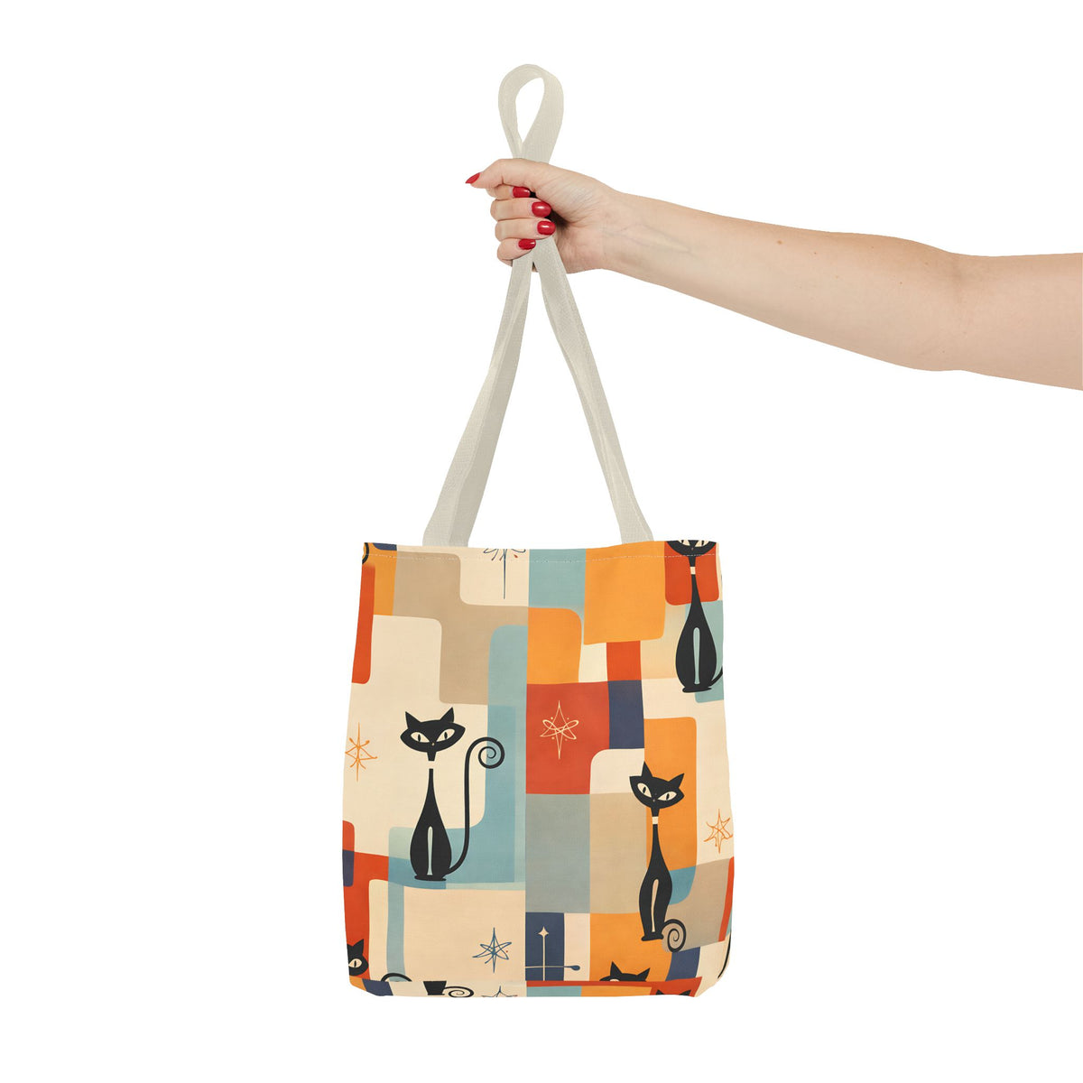 Retro Katzen Stofftasche – Bunte Vintage Katzen Einkaufstasche