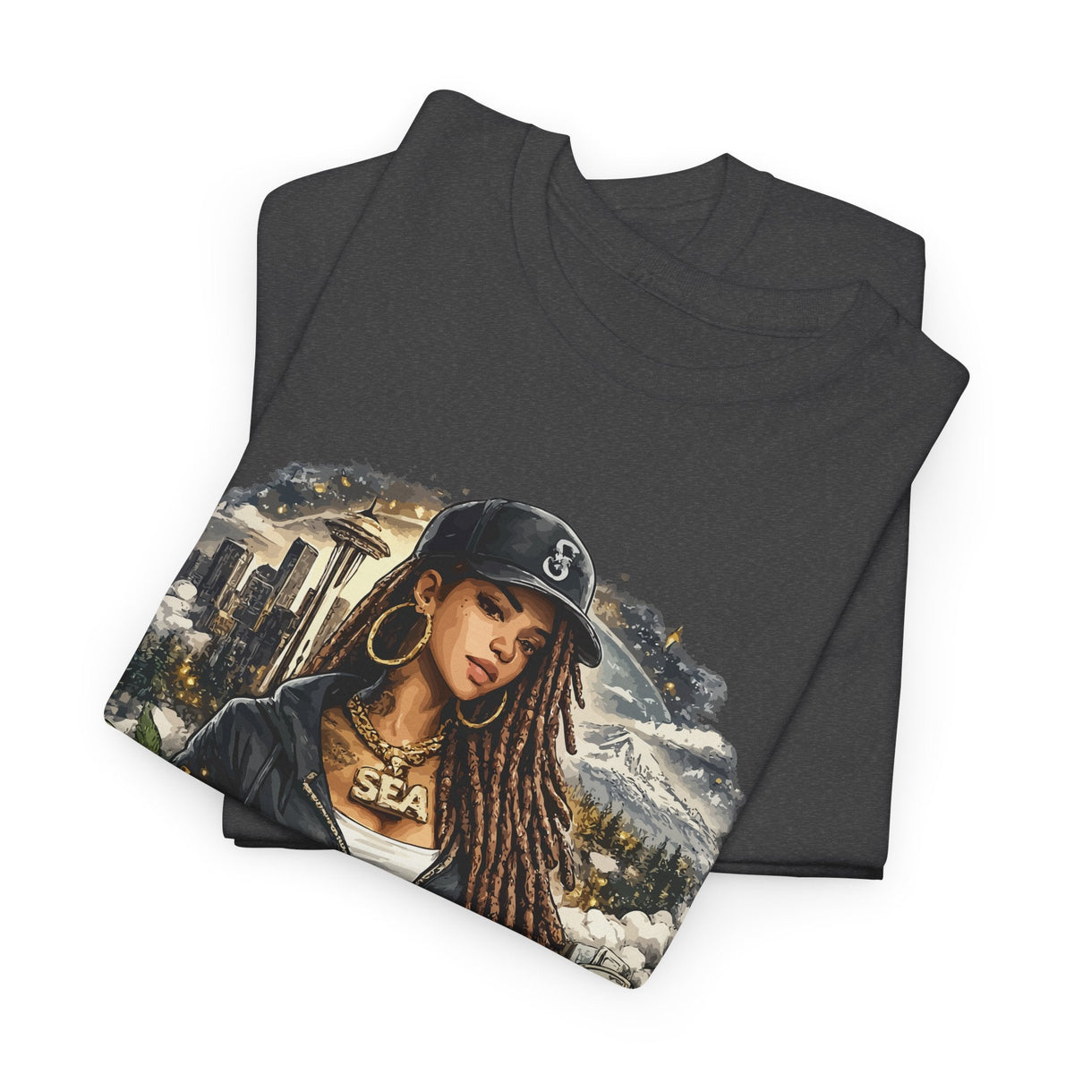 Seattle T-Shirt – Vintage Skyline, Kaffee & Porträt Grafik-T-Shirt